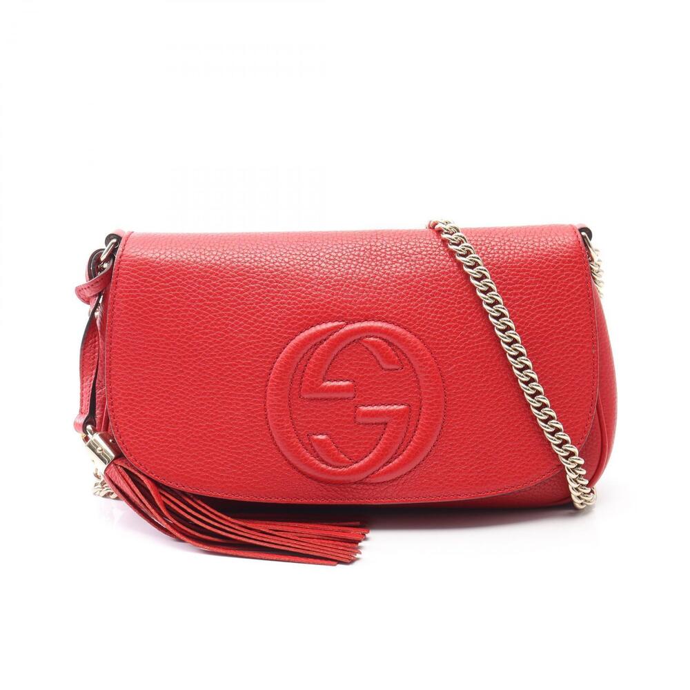 Gucci Soho Interlocking GG Shoulder Bag Leather Red